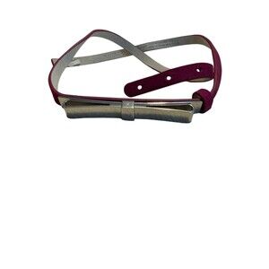White House Black Market Belt Size L Magenta Pink Silver Tone Bow